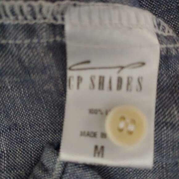 CP Shades FP Linen Beach Coastal Cruise Resort Top M Sleeve Pocket USA Chambray - Picture 11 of 11